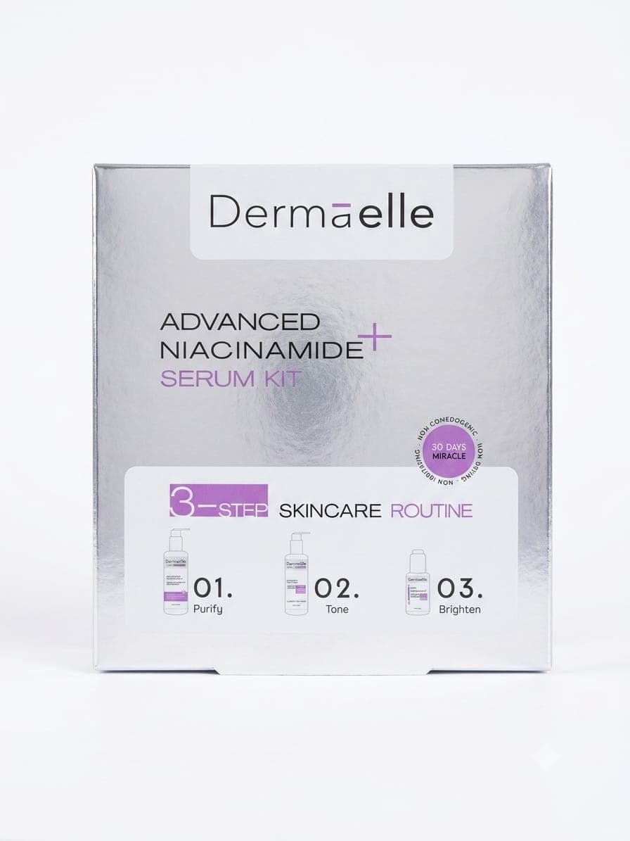 cleanser +micellar water +naicinamide serum 10% ) Dermaelle Advanced Niacinamide Kit)